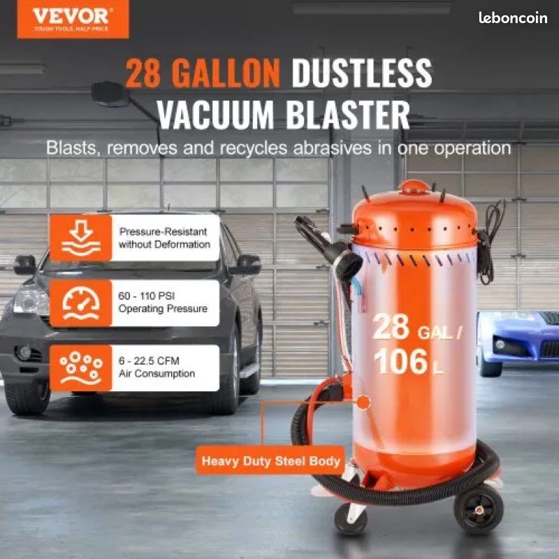 VEVOR Sableuse Haute Pression 18,92 L - Kit Sablage Portable 60-110 PSI Avec 4 Buses Céramique
