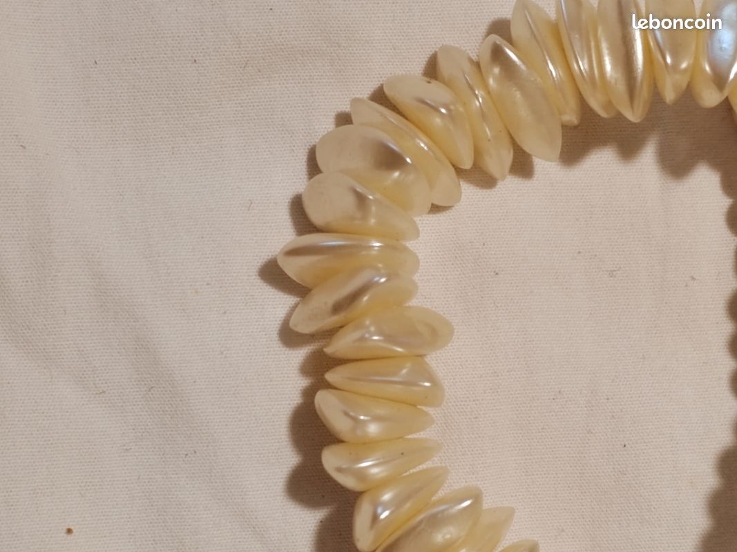 Joli collier vintage en perles torsadé et perles pastel nacré (image 11)
