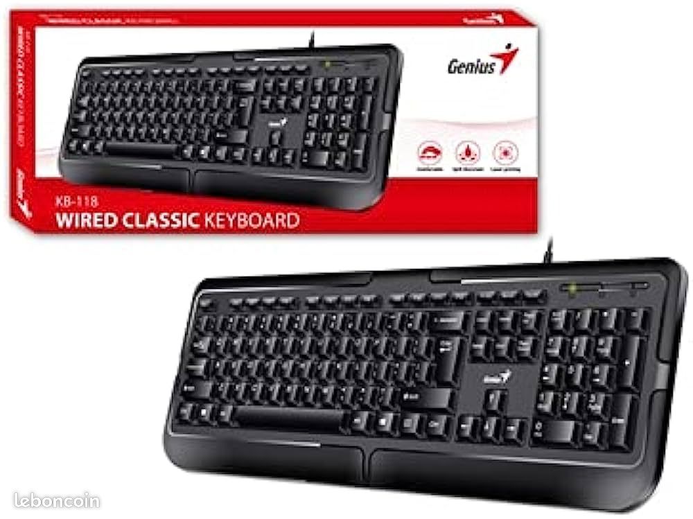 Clavier Genius Kb-118 Filaire Usb Noir Pc (image 1)