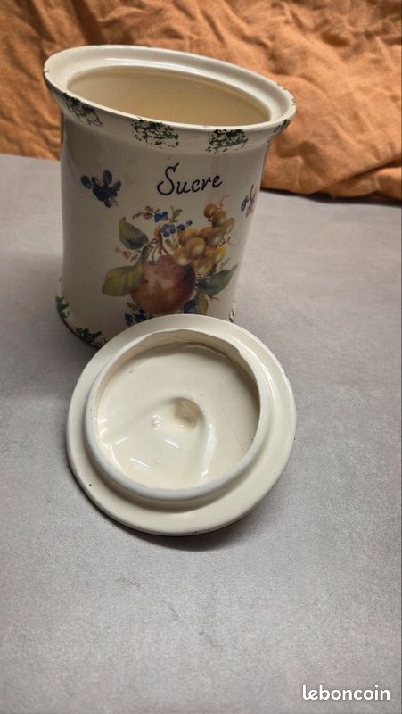 TAMUME Sucrier en porcelaine avec couvercle, style maison de campagne française avec motif en relief (sucre