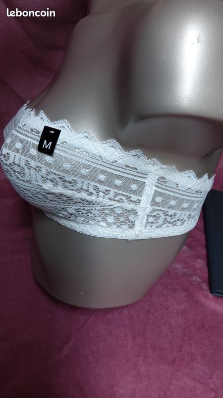 Bustier Etam 90B Mauve/Noir - Occasion Très Bon État - Lingerie Femme