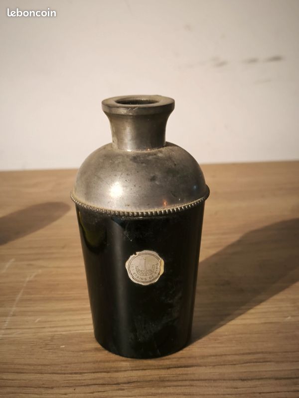Flacon Vintage En Verre Et étain, Style Art Déco, Par Les Étains De Paris