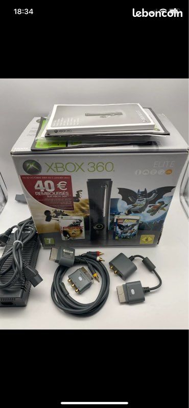 Console Xbox 360 Slim Manettes Câbles En Boite