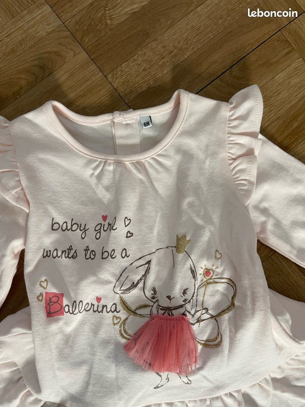 Ensemble bébé fille 6 mois tunique ballerine et legging fleuri (image 2)
