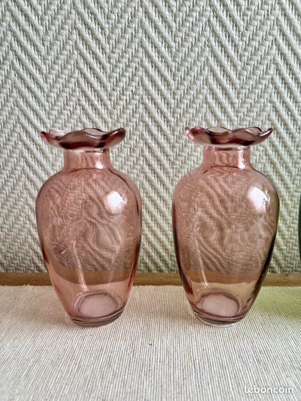 4 mini vases soliflores verts/roses (image 4)