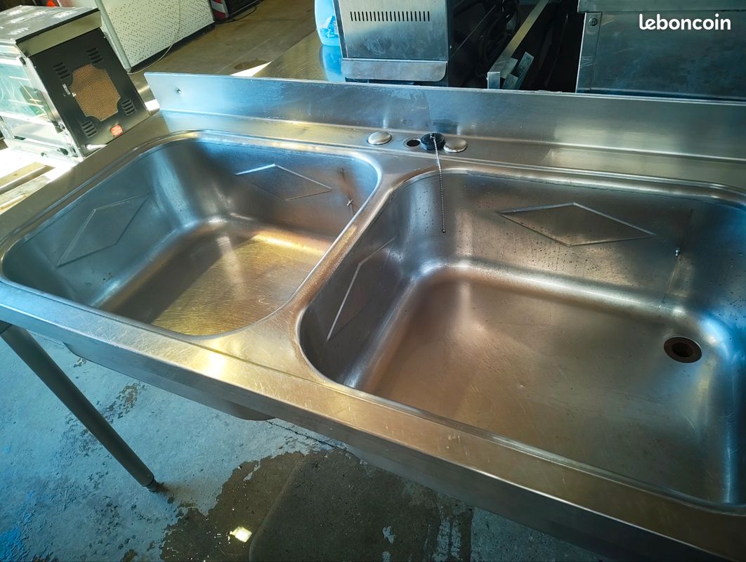 Plonge inox double grands bacs (image 3)