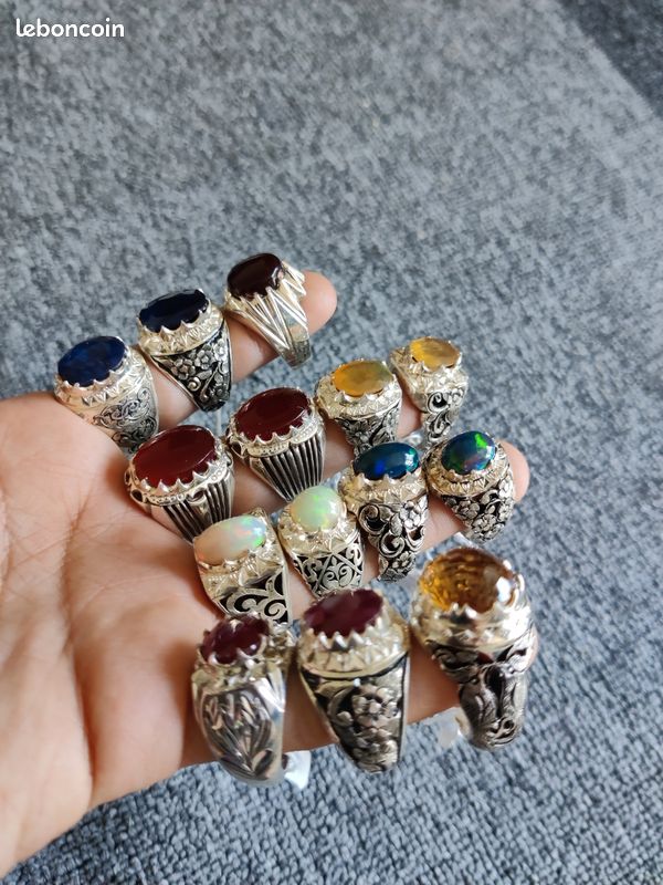 Bagues en argent 925 pierre naturelle rubis saphir agate citrine
