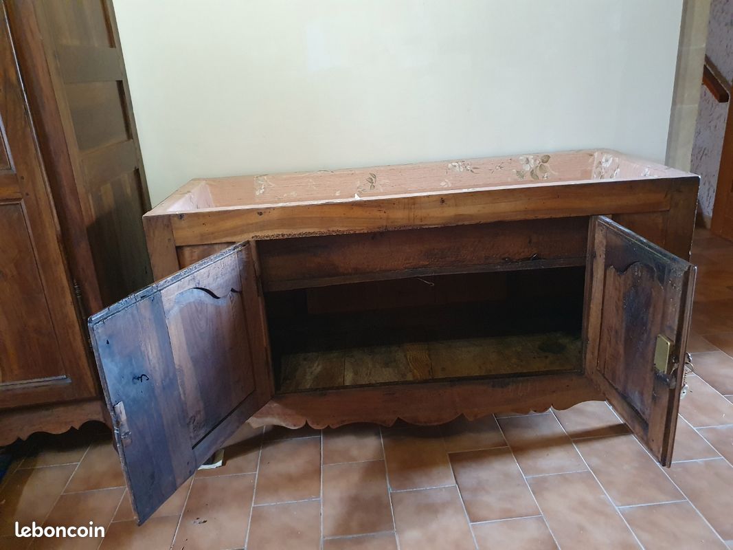 Buffet, bahut, meuble bas ancien avec pétrin (image 3)