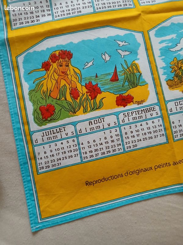 Torchon Calendrier Publicitaire DELICO – Vintage 1967 – État Neuf, 100% Coton
