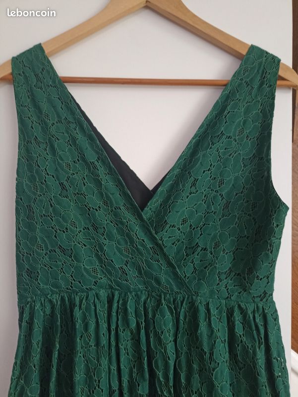 Robe en dentelle verte Zara Woman | Taille L | Excellent état | (image 4)
