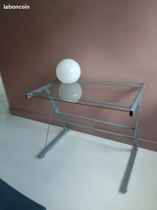 Table, bureau verre et métal (image 2)