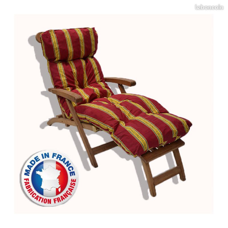 Coussin pour transat bain de soleil ligne rouge provençal (image 1)