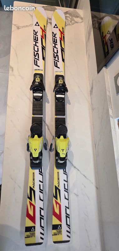 Skis Alpins Fischer RC4 Speed Air Carbon Junior - Taille ~121-130cm + Fixations - Occasion Bon état