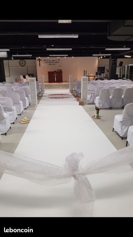 Tapis De Cérémonie Mariage Blanc 2x30m - Moquette Renforcée Avec Film Protection Pour Allée
