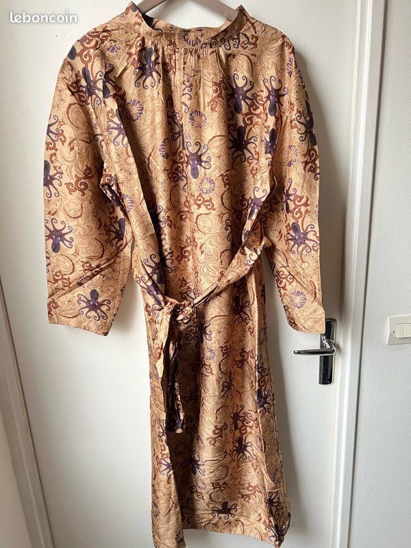 Robe Tunique Courte Soeur Jane - Imprimé Fleur De Cerisier - Taille S - Coton Rose - Neuve Sans étiquette