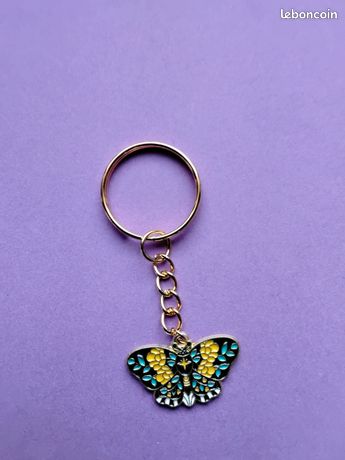 Porte-clés En Bois Fait Main Papillon Noir - Artisanal Français, Marque Onwomania, Neuf Avec étiquettes