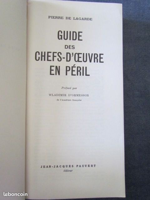 (1152) Guide des "Chefs d'oeuvre en Péril" par Pierre de Lagarde (image 2)