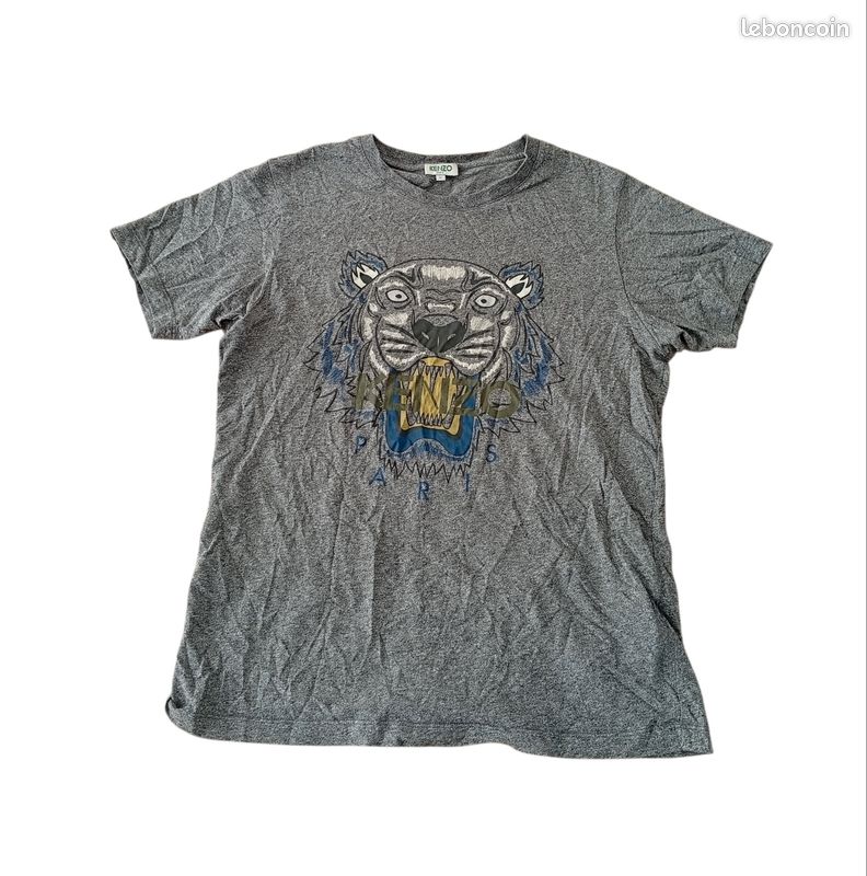 T-shirt maillot imprimé Kenzo pur vintage Rare gris (image 1)