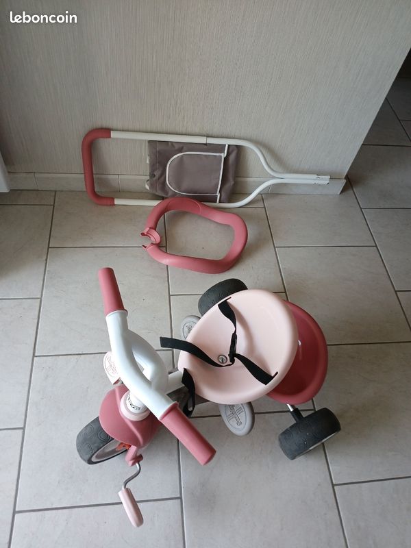Smoby Tricycle Be Move Confort Rose – 3 En 1 évolutif De 10 Mois à 3 Ans – Poignée Parentale Réglable, Ceinture Et Arceau