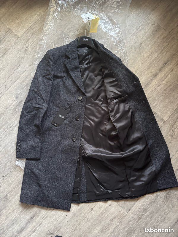 🔥 Manteau Hugo Boss 🔥 🧥 Gris – Coupe Slim Fit ✨ 📏 Taille S