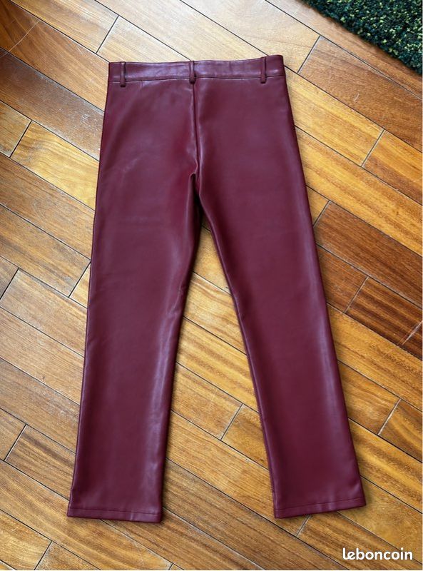 Pantalon simili cuir skaï rouge bordeaux Jennyfer 38 (image 2)