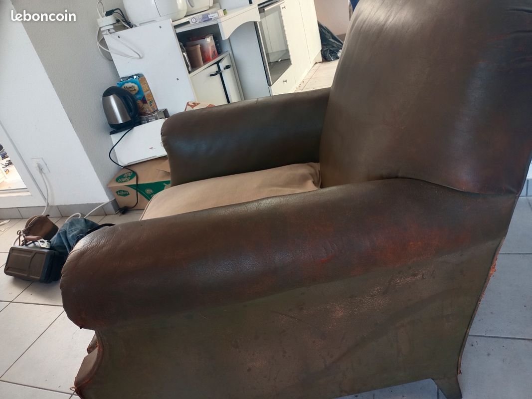 2 fauteuils cuir vintage (image 13)