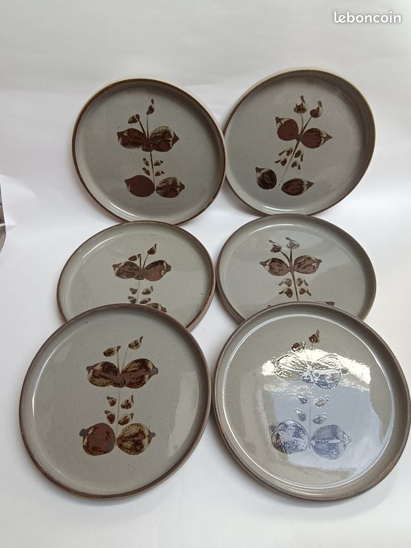Assiettes à dessert en grès Mountain wood collection Vintage année 70S' - Arts de la table