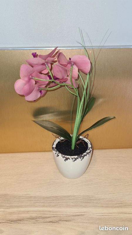 Fleur artificielle orchidée rose dans pot (image 7)