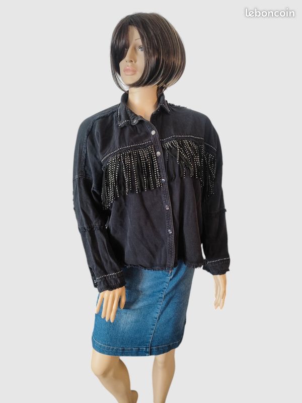 Zara Sale Surchemise A Frange Zara Veste En Jean A Frange Zara - Main Image