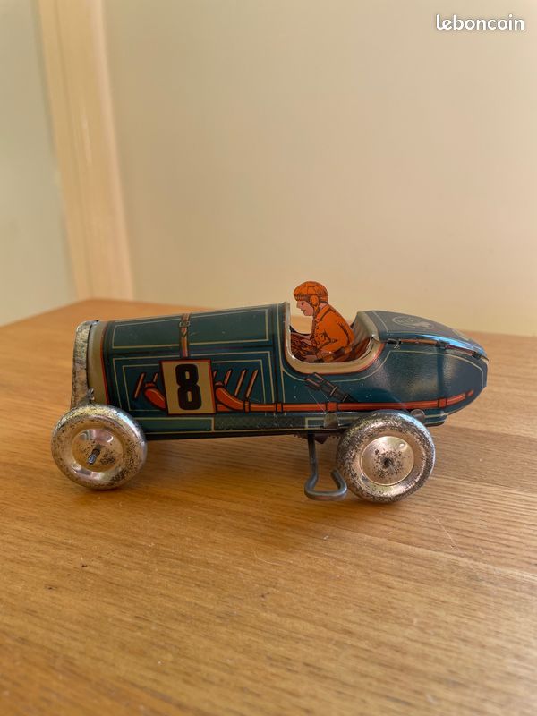 Ancienne Voiture Mécanique En Tôle - Joustra / Jep - Jouet Vintage France - État D'usage