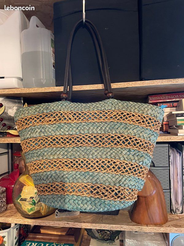 Panier bohème en corde et raphia (image 1)