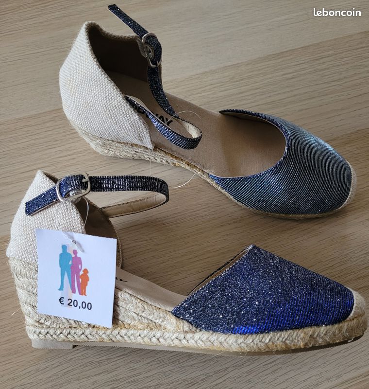 Espadrilles Femme neuves, talon compensé P38 (image 1)