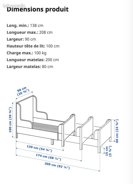Lit évolutif BUSUNGUE IKEA comme NEUF (image 2)