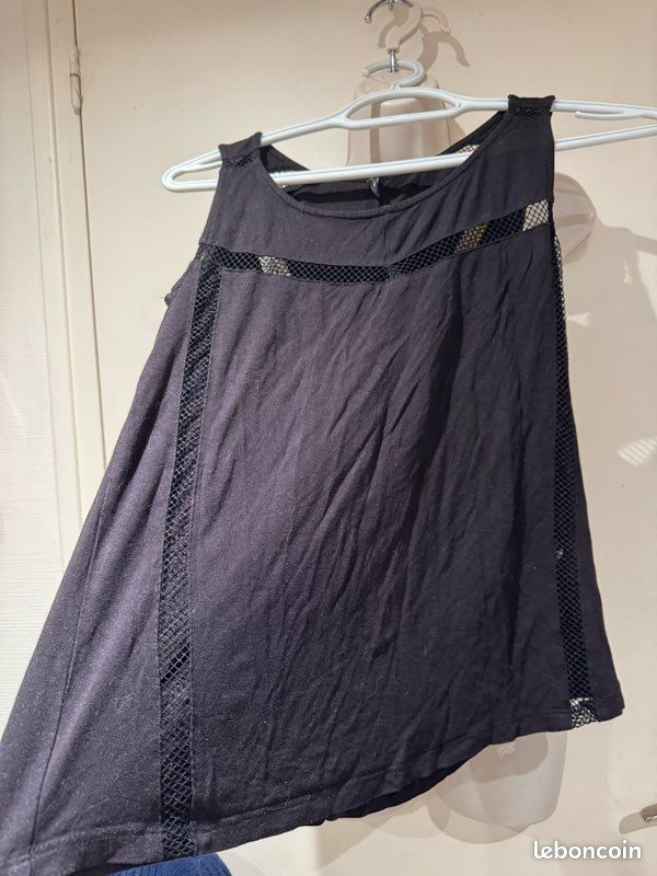 Débardeur Naf-Naf Noir Taille S - Occasion En Très Bon état, Parfait Pour L'été