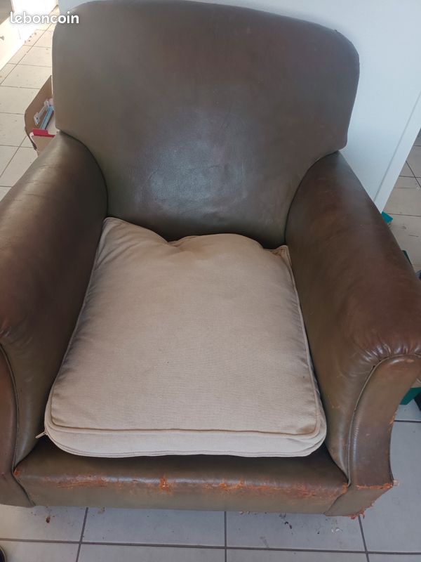 2 fauteuils cuir vintage (image 15)