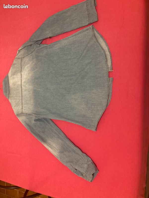 Veste coton style Jean, bleue ciel pour femme Manches longues (image 5)
