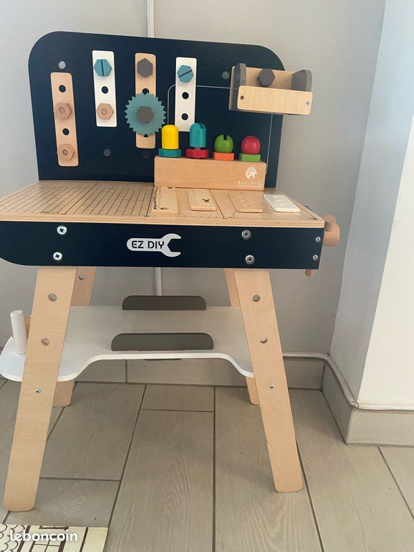 VERTBAUDET Boîte à Outils Du Bricoleur En Bois Noir – 20 Accessoires, 26 X 14 X 15 Cm – Jeu D’Imitation Dès 3 Ans