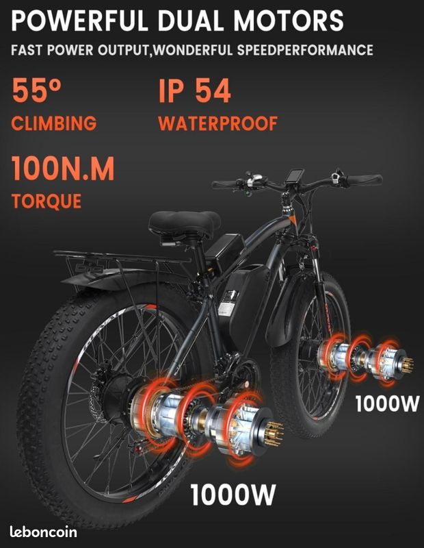 Dual Motor Gunai Velo Gunai GN27 Electric Bike: Powerful 48V 750W