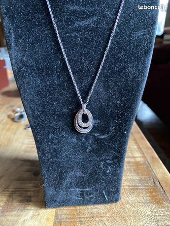 Pendentif en Argent rhodié, Zirconium et céramique - Chaîne en Option