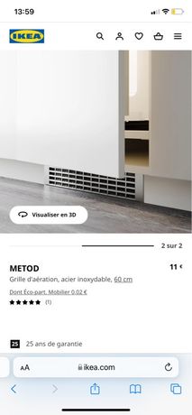 METOD Grille d'aération, acier inoxydable, 60 cm - IKEA