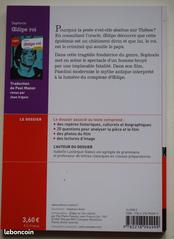 Oedipe roi – Sophocle – Classiques & cie Lycée – Edition Hatier (image 2)