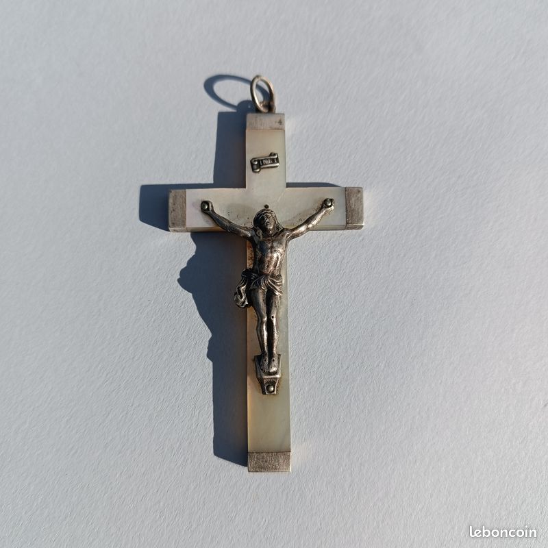 Pendentif Croix En Nacre De Trocha - Blanc - Naturosphère - Neuf Avec étiquettes