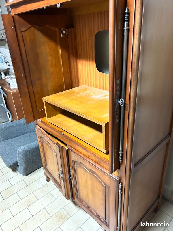 Meuble TV 4 portes Vintage en bois massif (image 6)