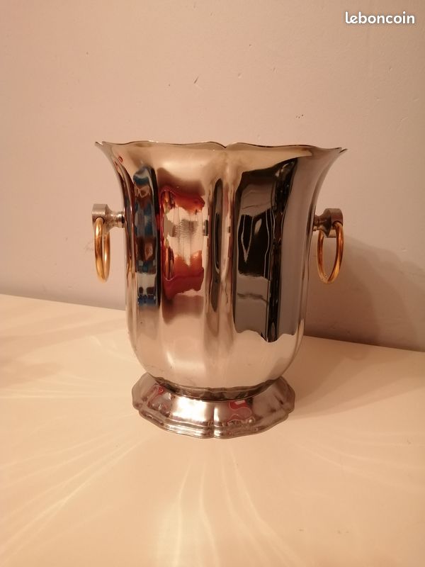 Seau à champagne inox et doré (image 1)
