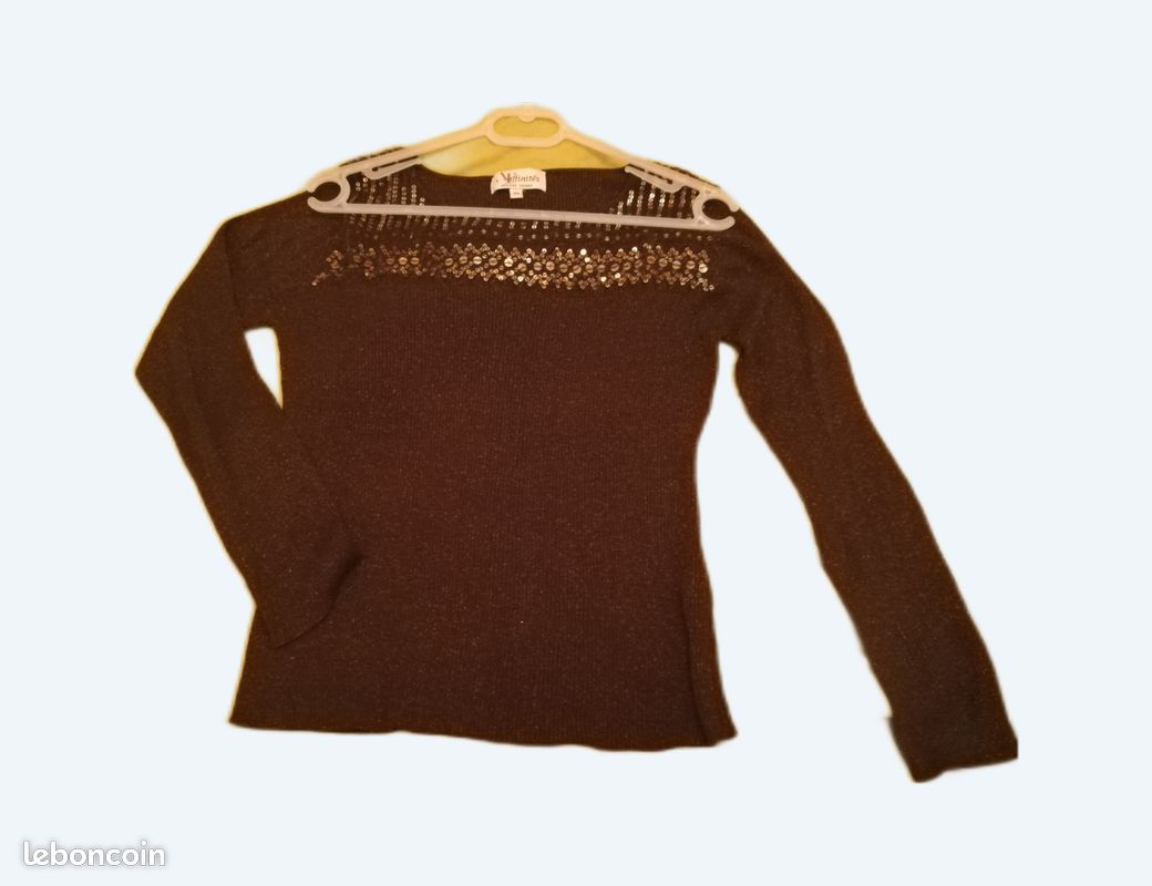 Pull marron et doré T 42 (image 6)