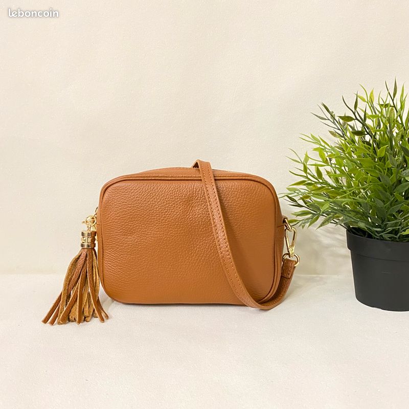 Sac bandoulière en cuir beige exquis (image 1)