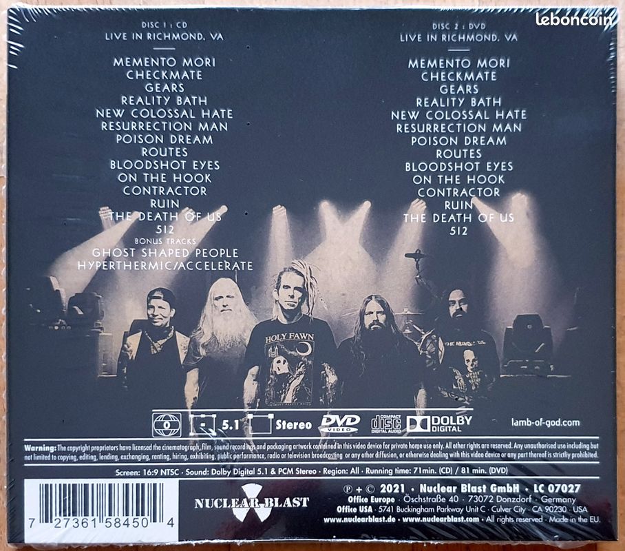 CD+DVD LAMB OF GOD "Live In Richmond, VA" (image 2)