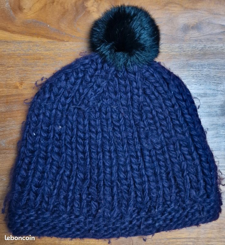 Pompon Fourrure Violet Avec Cheveux Longs Noirs - 17 Cm, Accessoire Cheveux