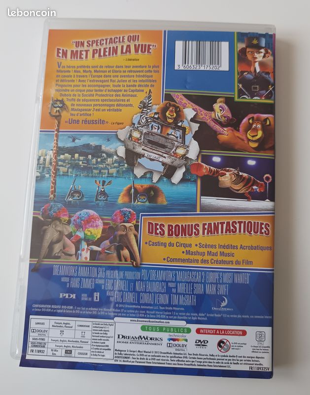 Dvd Madagascar 3 "bons baisers d'Europe" en bon état (image 2)