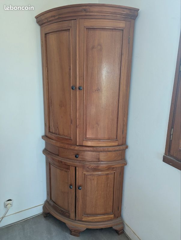 Armoire d'angle en teck massif (image 1)